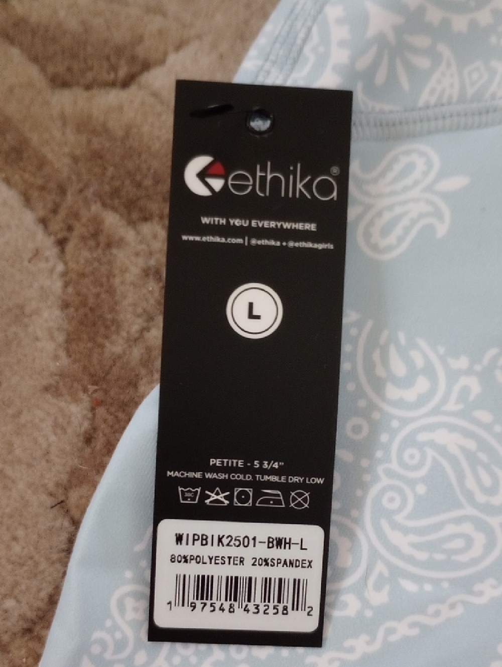 🥰3/$25 NWT ETHIKA "ICE PAISLEY" Biker Short". 5 3/4 Inseam. ALL DAY BODYSHAPER! - Picture 10 of 11
